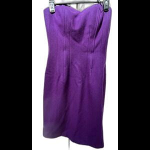 Roni NYC Deep Purple Wool Corset Mini Dress Sweetheart Neck Sz M Strapless Goth